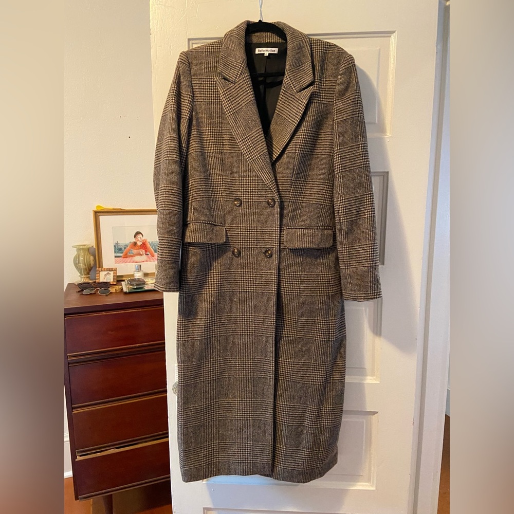 Reformation York Coat Deadstock Plaid Medium